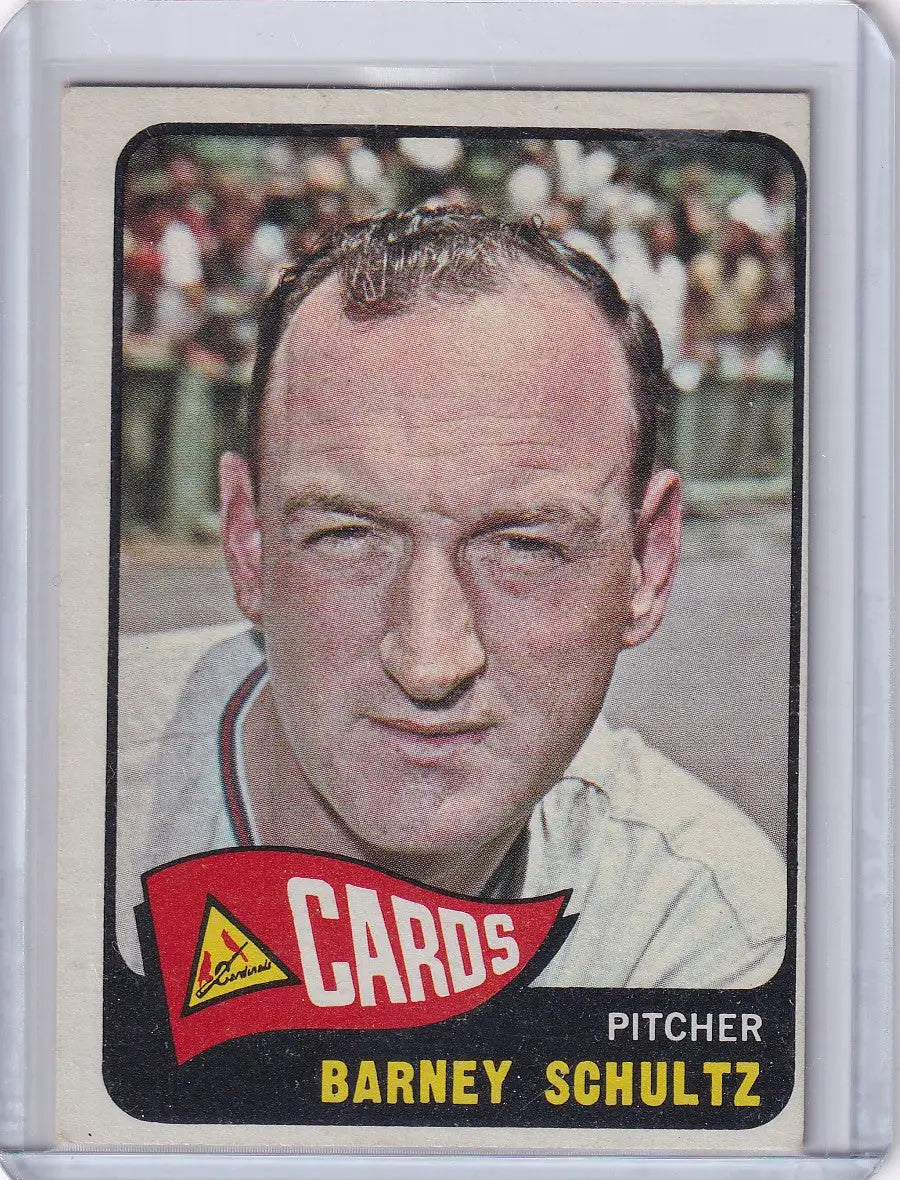 Vintage Topps Baseball card of Barney Schultz, pitcher for the St. Louis Cardinals
