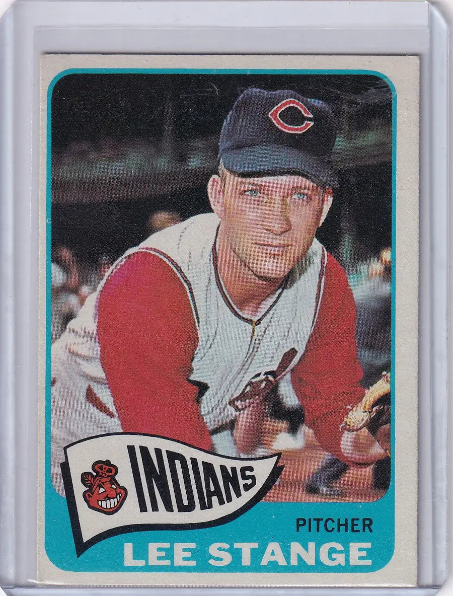 1965 Topps Baseball card of Lee Stange, pitcher for the Cleveland Indians