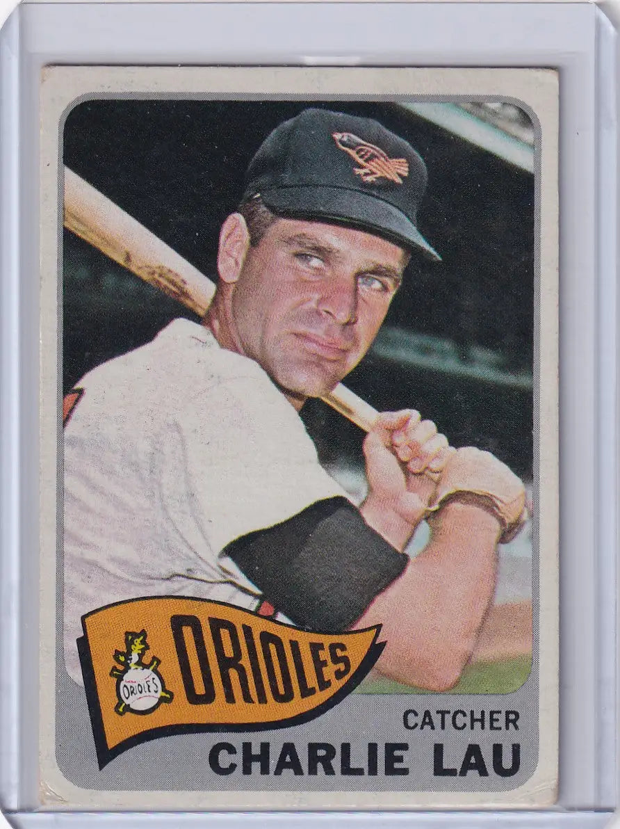 Baseball card of Charley Lau from Topps Baseball, Baltimore Orioles 1965