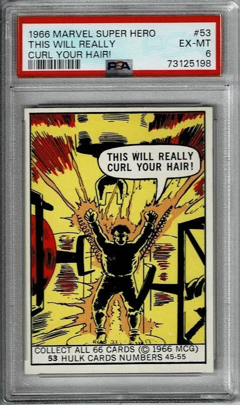 Graded vintage Donruss Marvel Super Hero trading card featuring the Hulk PSA 6