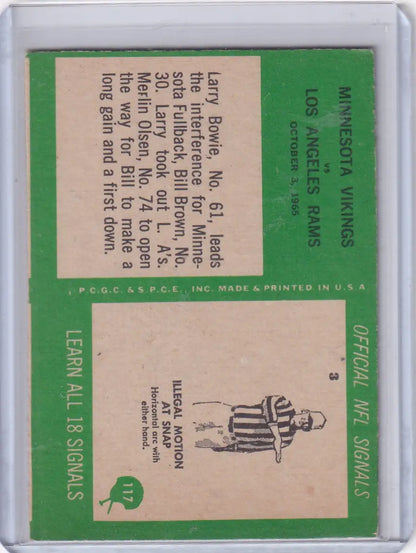 Vintage Philadelphia football card featuring Vikings play Bill Brown from 1966