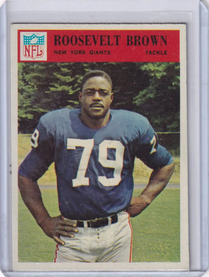 1966 Philadelphia Football Roosevelt Brown card featuring York Giants player