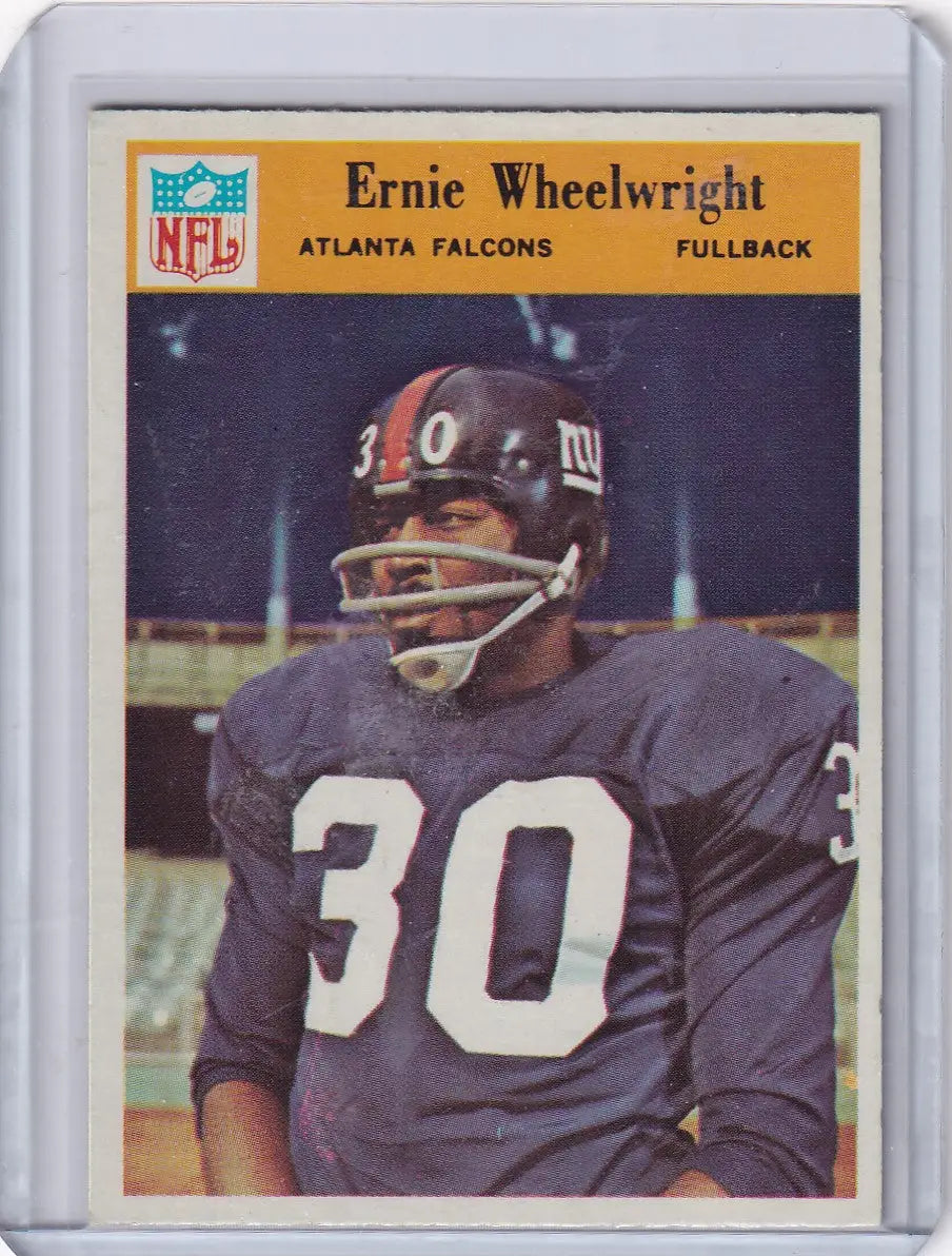 Football card of Ernie Wheelwright from 1966 Philadelphia Football Atlanta Falcons series