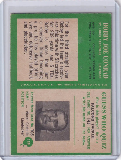 Vintage Philadelphia football card featuring Bobby Joe Conrad of the St. Louis Cardinals