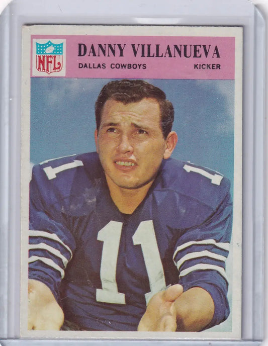 1966 Philadelphia Football Danny Villanueva Dallas Cowboys trading card artwork