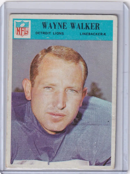Philadelphia Football Wayne Walker Detroit Lions football card from 1966
