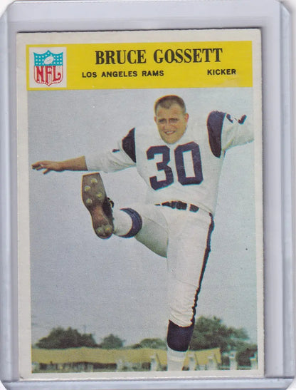 Football card of Bruce Gossett from the 1966 Philadelphia Football Los Angeles Rams series