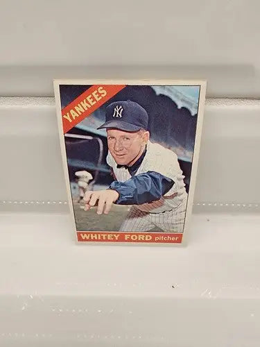 Vintage Whitey Ford baseball trading card from 1966 Topps #160 in excellent condition