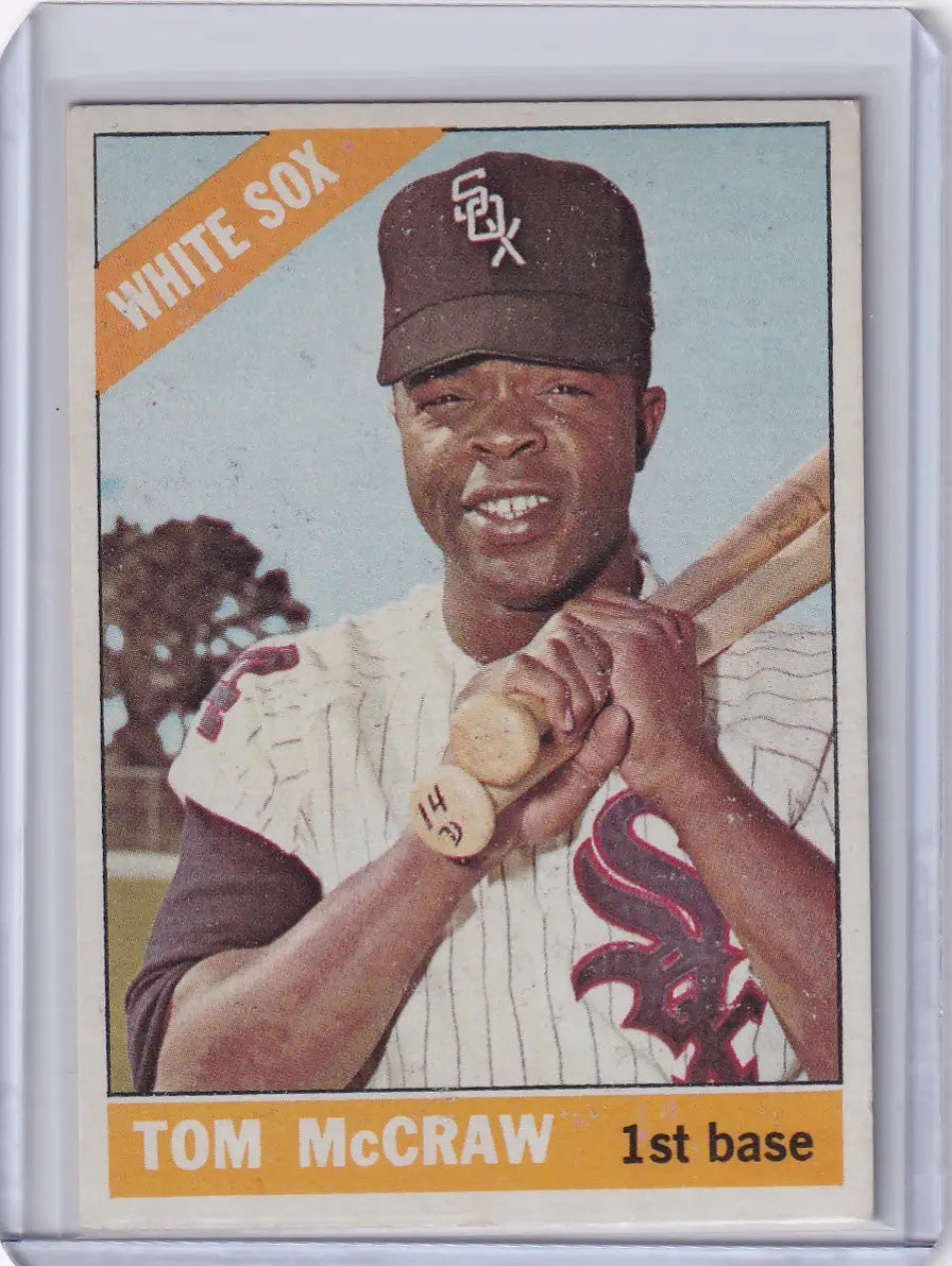 1966 Topps Baseball card of smiling Tom McCraw from the Chicago White Sox
