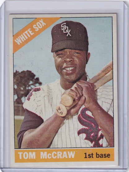 1966 Topps Baseball card of smiling Tom McCraw from the Chicago White Sox