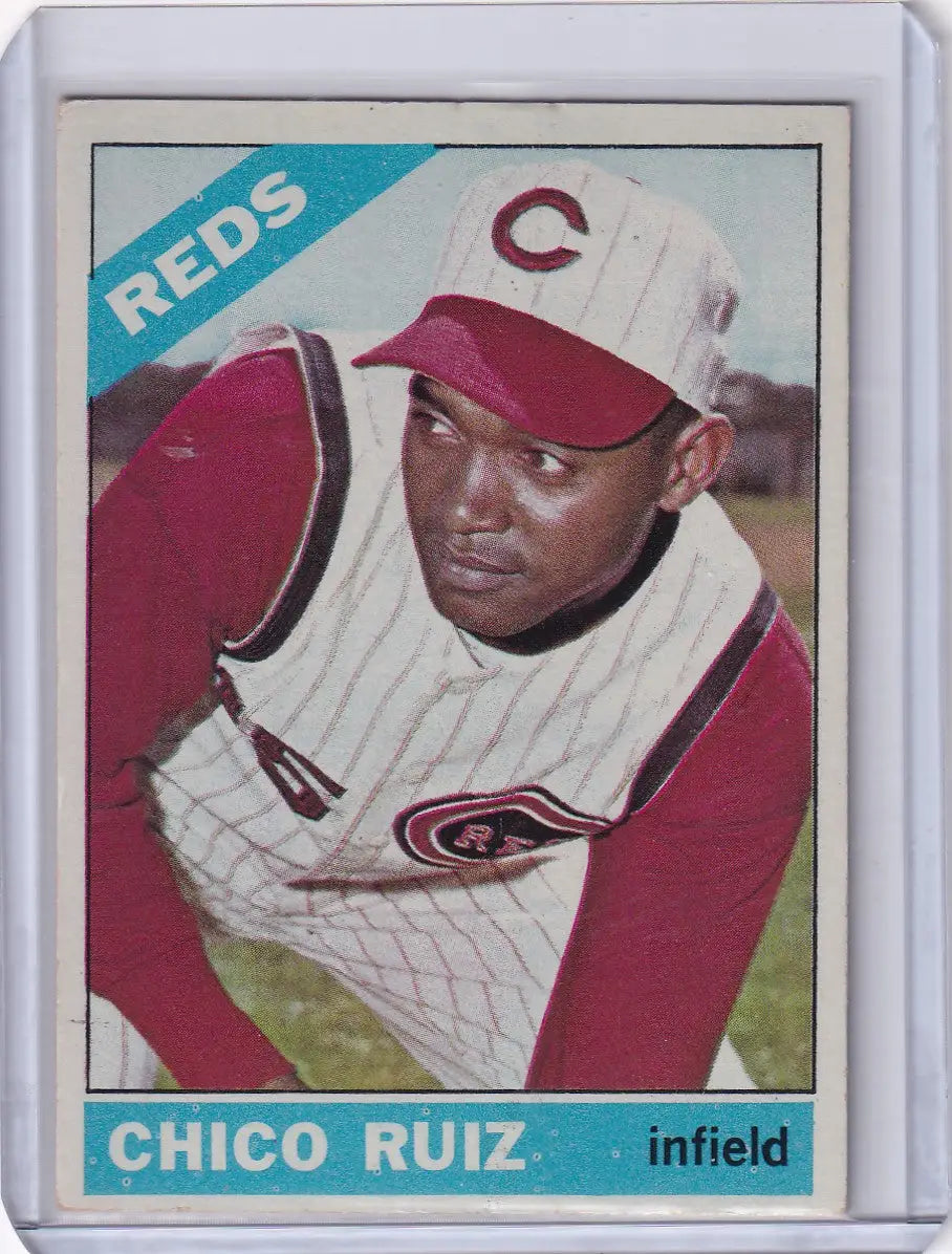 1966 Topps Baseball #159 featuring Chico Ruiz of the Cincinnati Reds collectible card