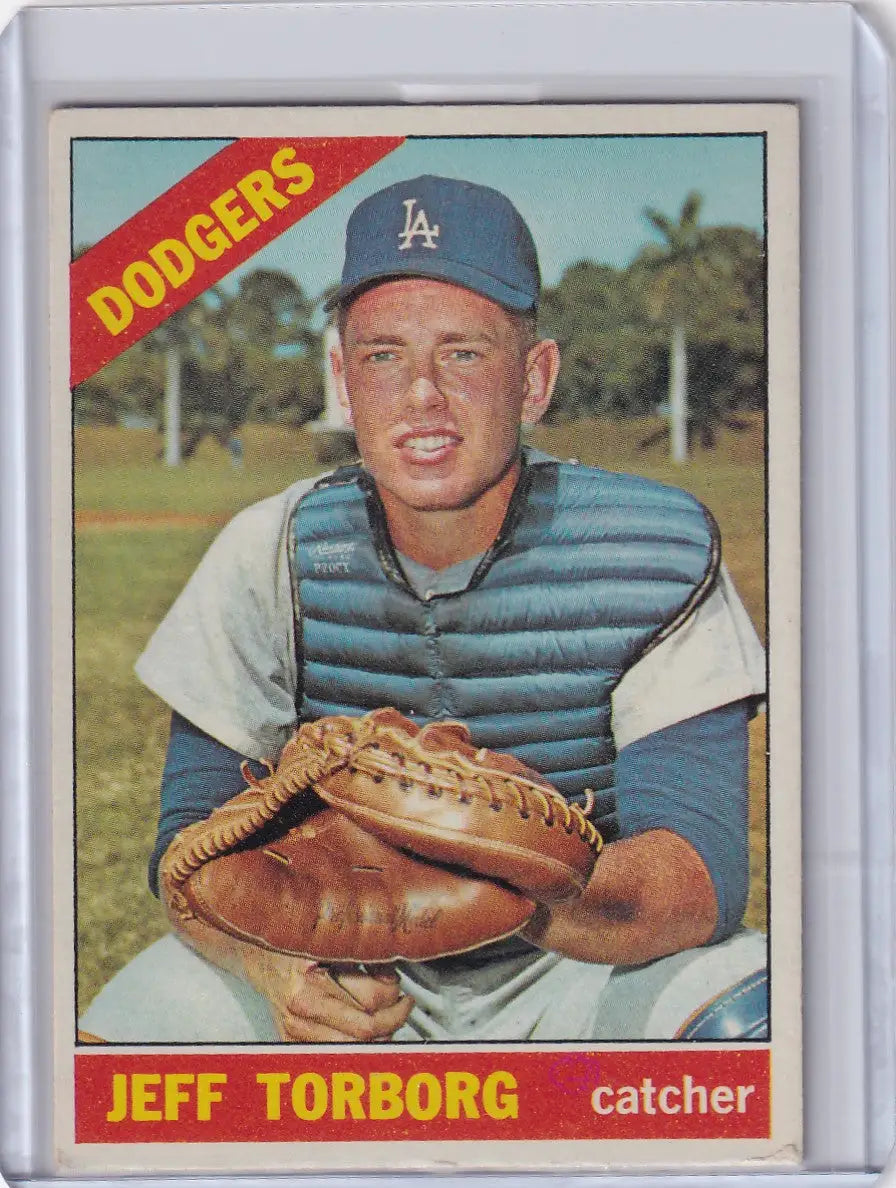 1966 Topps Baseball card of Jeff Torborg, catcher for the Los Angeles Dodgers