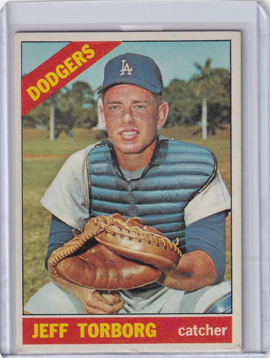 1966 Topps Baseball card of Jeff Torborg, catcher for the Los Angeles Dodgers