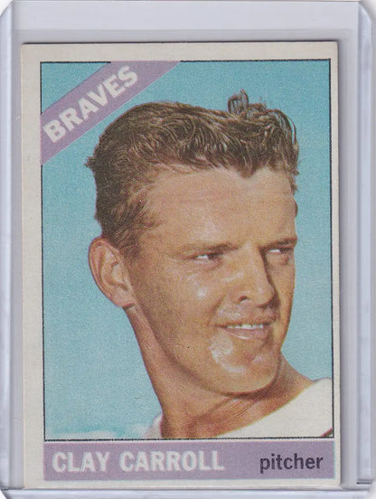 1966 Topps Baseball card of Clay Carroll smiling for the Atlanta Braves team