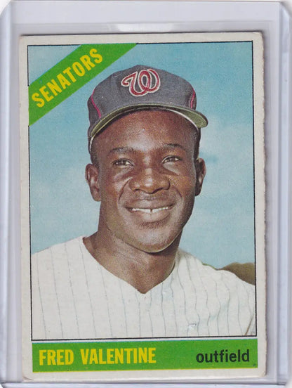 Baseball card of Fred Valentine in Washington Senators uniform from Topps Baseball 1966