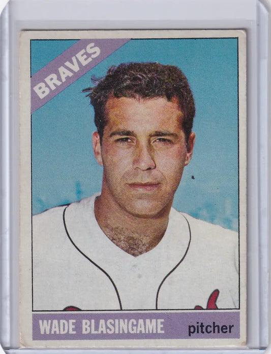 1966 Topps Baseball card of Wade Blasingame, pitcher for Atlanta Braves