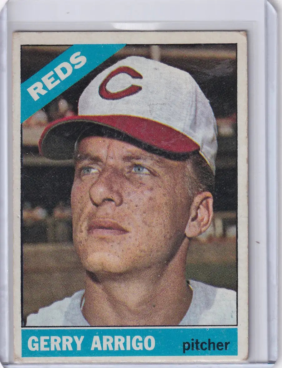 1966 Topps Baseball card of Gerry Arrigo, Cincinnati Reds pitcher