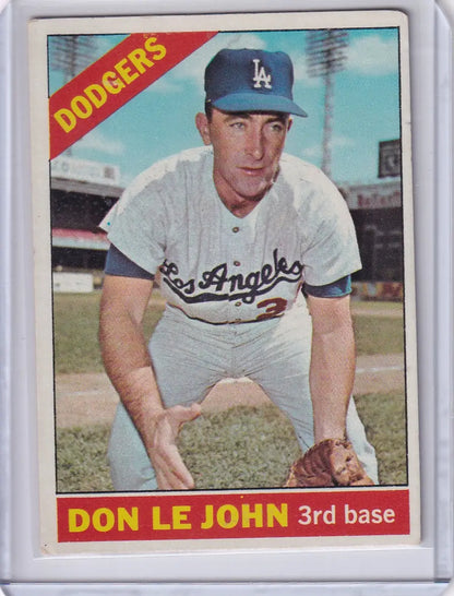 1966 Topps Baseball card of Don LeJohn in Los Angeles Dodgers uniform
