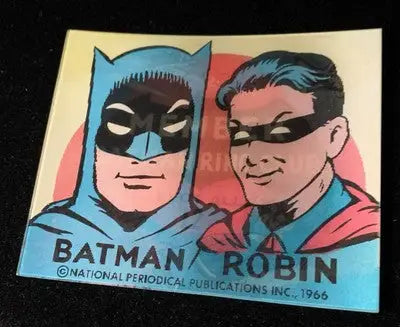 Vintage Batman and Robin sticker from the 1966 Vari-Vue Batman Flicker Ring sign