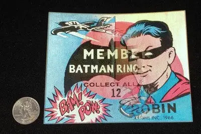 Vintage Batman flicker ring advertisement for 1966 Vari-Vue vending machine sign