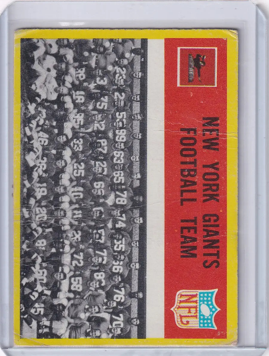 Vintage football card featuring 1967 Philadelphia Football 109 New York Giants TC