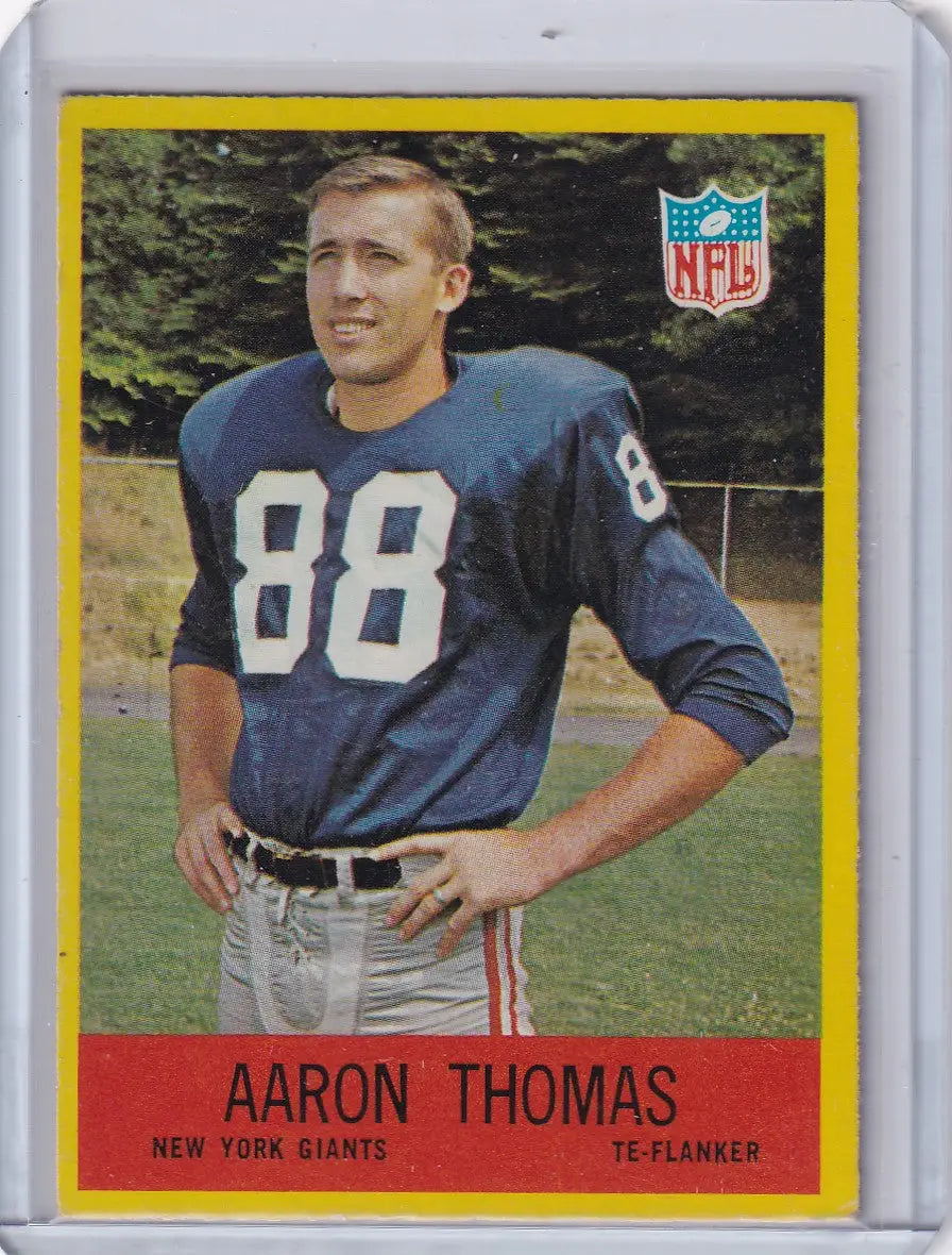 Vintage Philadelphia Football trading card of Aaron Thomas from the New York Giants team