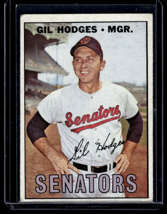 Vintage 1967 Topps baseball card of Gil Hodges in Washington Senators uniform