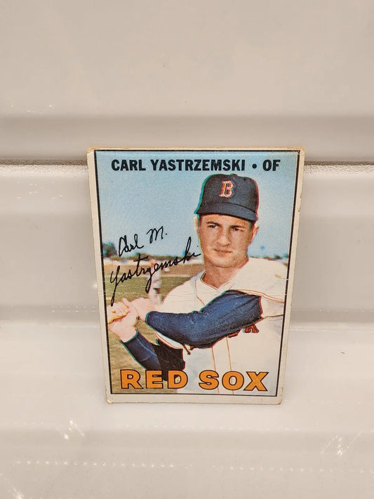 1967 Topps Carl Yastrzemski baseball trading card featuring Boston Red Sox player