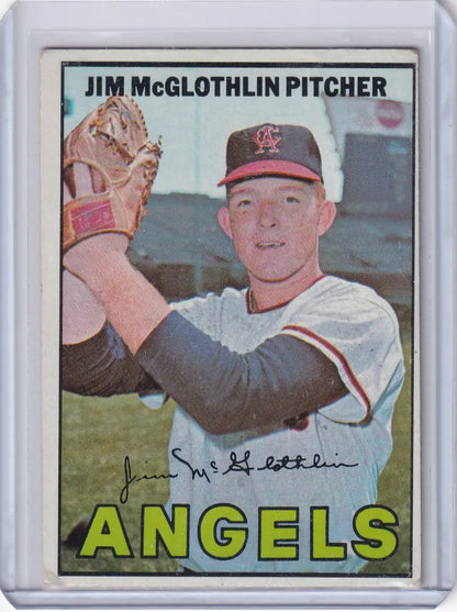 Vintage 1967 Topps Baseball card of Jim McGlothlin, California Angels pitcher