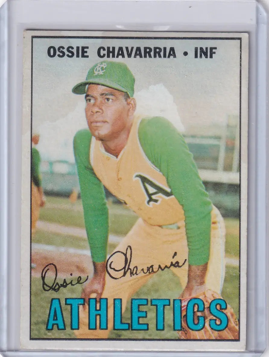 Vintage 1967 Topps Baseball card of Ossie Chavarria, Kansas City Athletics infielder