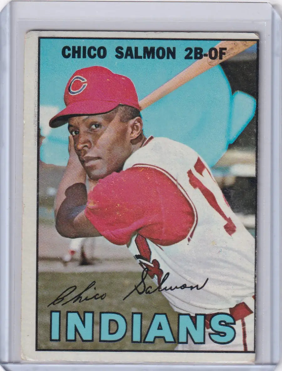 1967 Topps Baseball card of Chico Salmon from the Cleveland Indians in batting stance