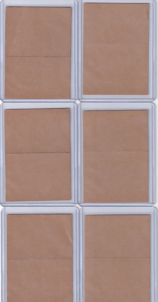 Six empty plastic card holders in a 2x3 grid for Pittsburgh Pirates stickers