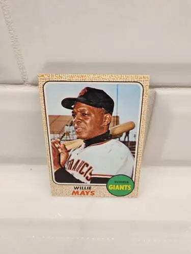 Willie Mays baseball trading card from 1968 Topps #50 featuring Willie Mays