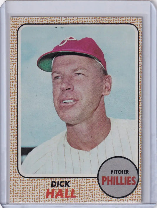 Baseball card of Dick Hall from the 1968 Topps Baseball set, Philadelphia Phillies