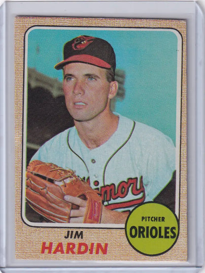1968 Topps Baseball card of Jim Hardin, pitcher for the Baltimore Orioles