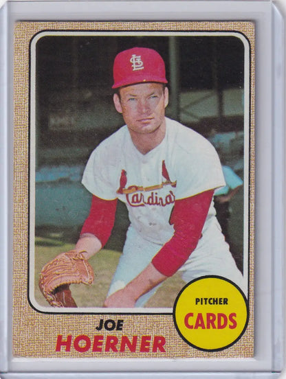 Topps Baseball card of Joe Hoerner, St. Louis Cardinals pitcher in white uniform