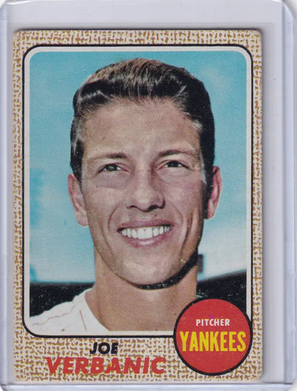 1968 Topps Baseball Joe Verbanic Yankees card featuring Joe Verbanic of the York Yankees