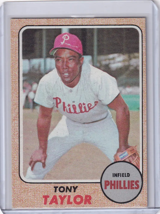 Baseball card of Tony Taylor, Philadelphia Phillies infielder, from 1968 Topps Baseball