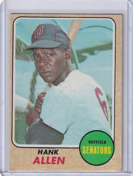 1968 Topps Baseball card of Hank Allen, African American player for Washington Senators