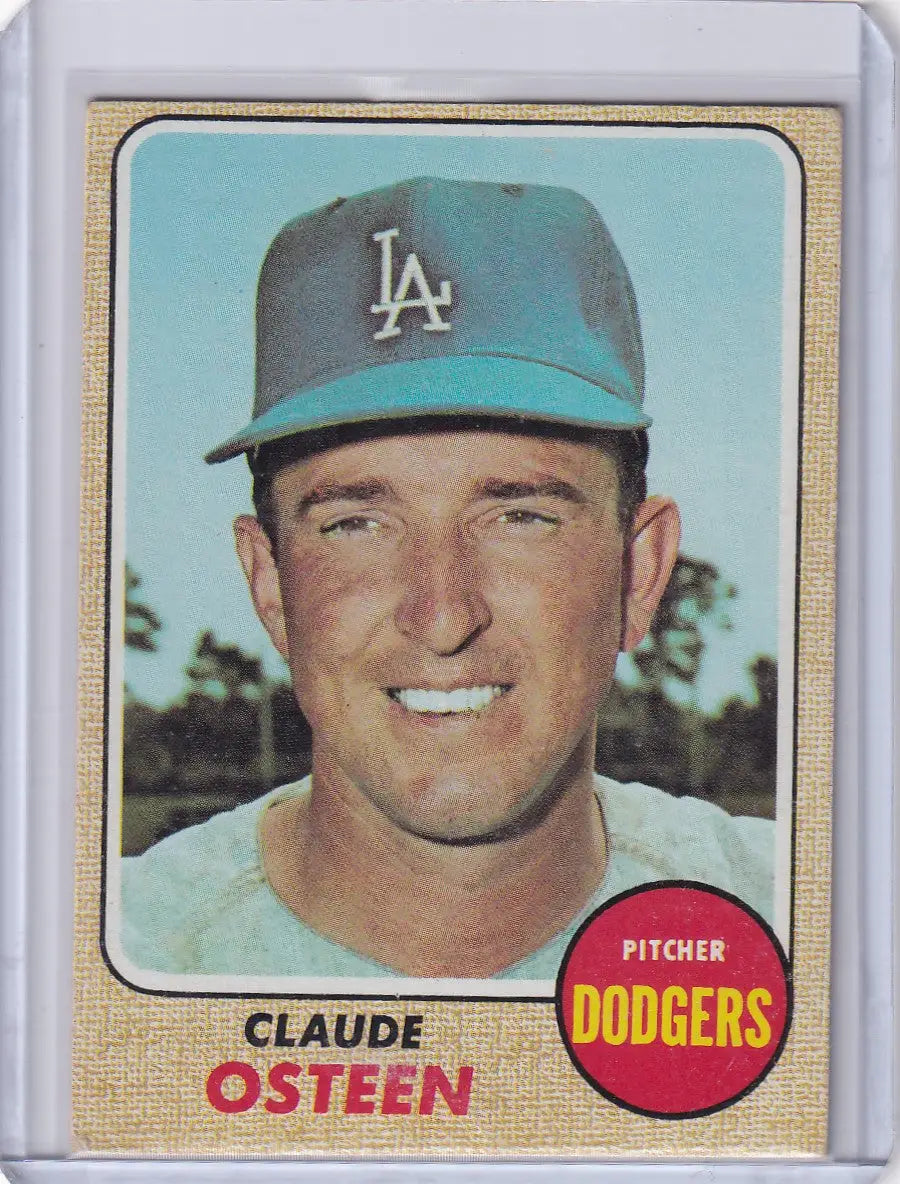 1968 Topps Baseball card of Claude Osteen from the Los Angeles Dodgers team