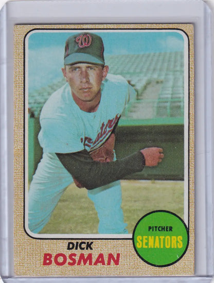 1968 Topps Baseball card of Dick Bosman, pitcher for the Washington Senators