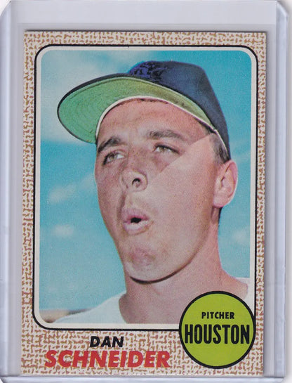 Baseball card of Dan Schneider, pitcher for Houston Astros, 1968 Topps Baseball #57