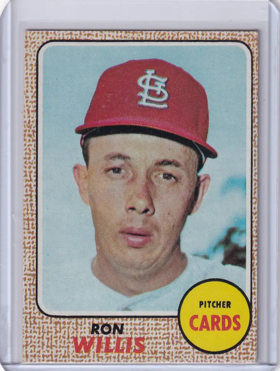 Baseball card of Ron Willis from Topps Baseball, showcasing St. Louis Cardinals with red cap