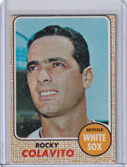 Vintage 1968 Topps Baseball card of Rocky Colavito from the Chicago White Sox