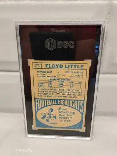 Graded 1968 Topps Floyd Little RC football card for Denver Broncos, PSA 7.5 low pop