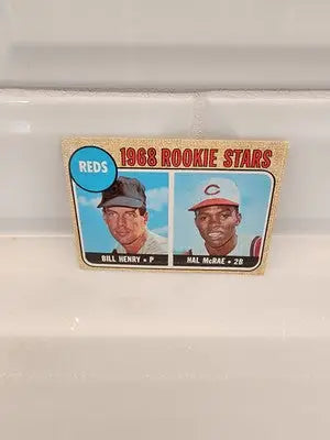 1968 Rookie Stars baseball card featuring Hal McRae and Bill Henry from Topps series