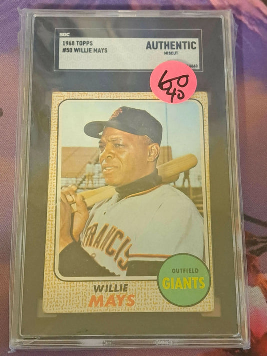 1968 Topps Willie Mays baseball card displayed in SGC A grade condition
