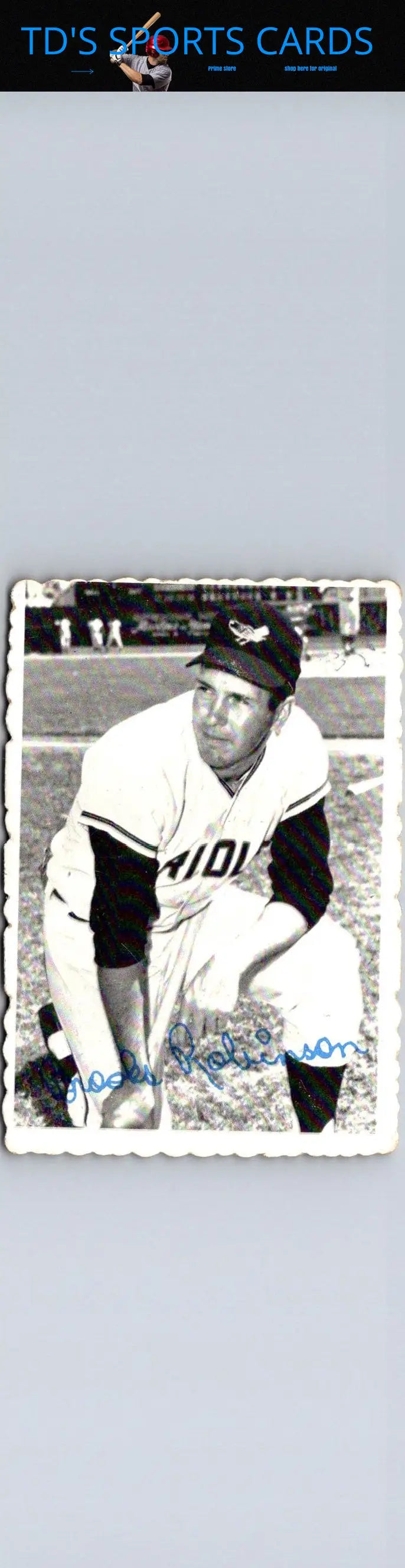 Black and white baseball card of 1969 Topps #1 Brooks Robinson Deckle collectible