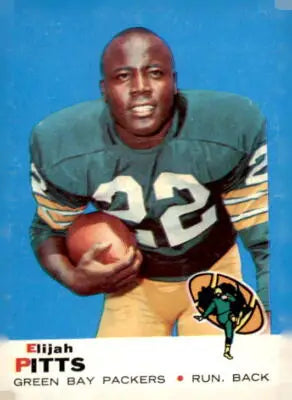 Elijah Pitts football trading card from 1969 Topps featuring Green Bay Packers player