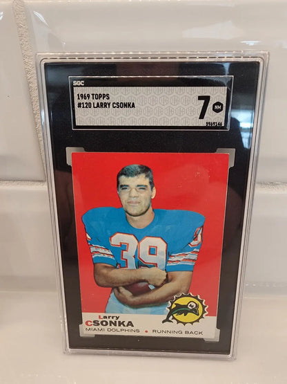 Graded 1969 Topps Larry Csonka football trading card Csonka RC SGC 7